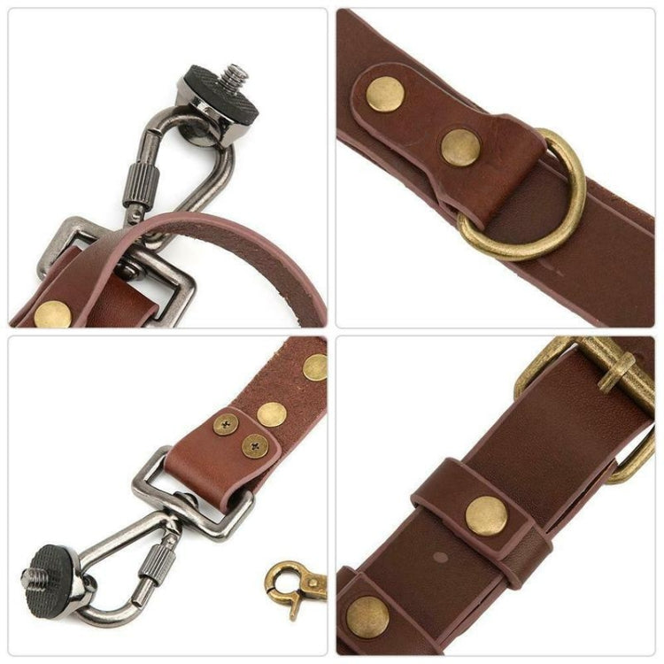 Maliben | Quick Release Anti-Slip Dual Shoulder Leather Harness Camera Strap with Metal Hook for SLR / DSLR Cameras (Brown)