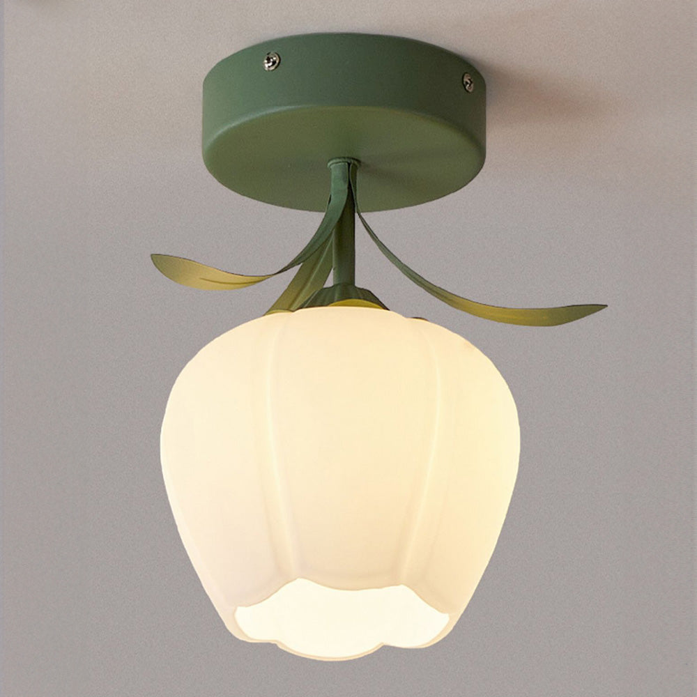 Maliben | Ceiling Light With Floral Glass Shade Design