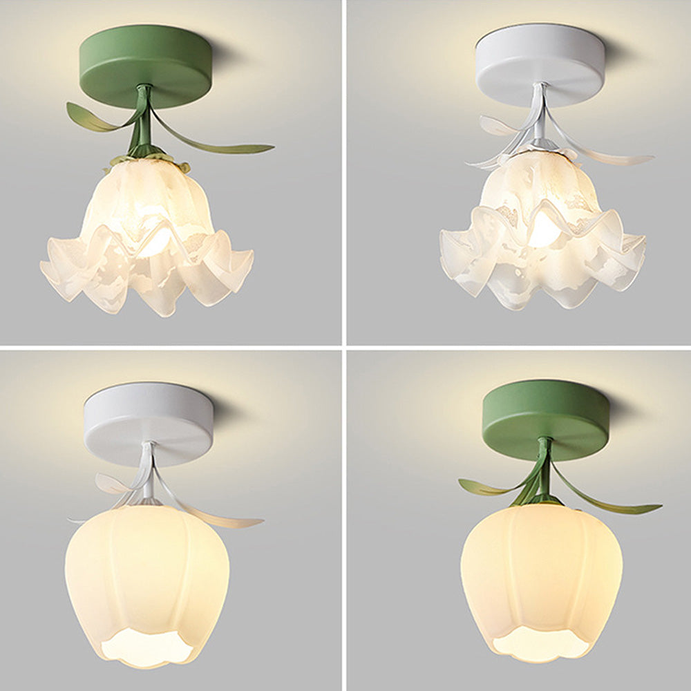 Maliben | Ceiling Light With Floral Glass Shade Design