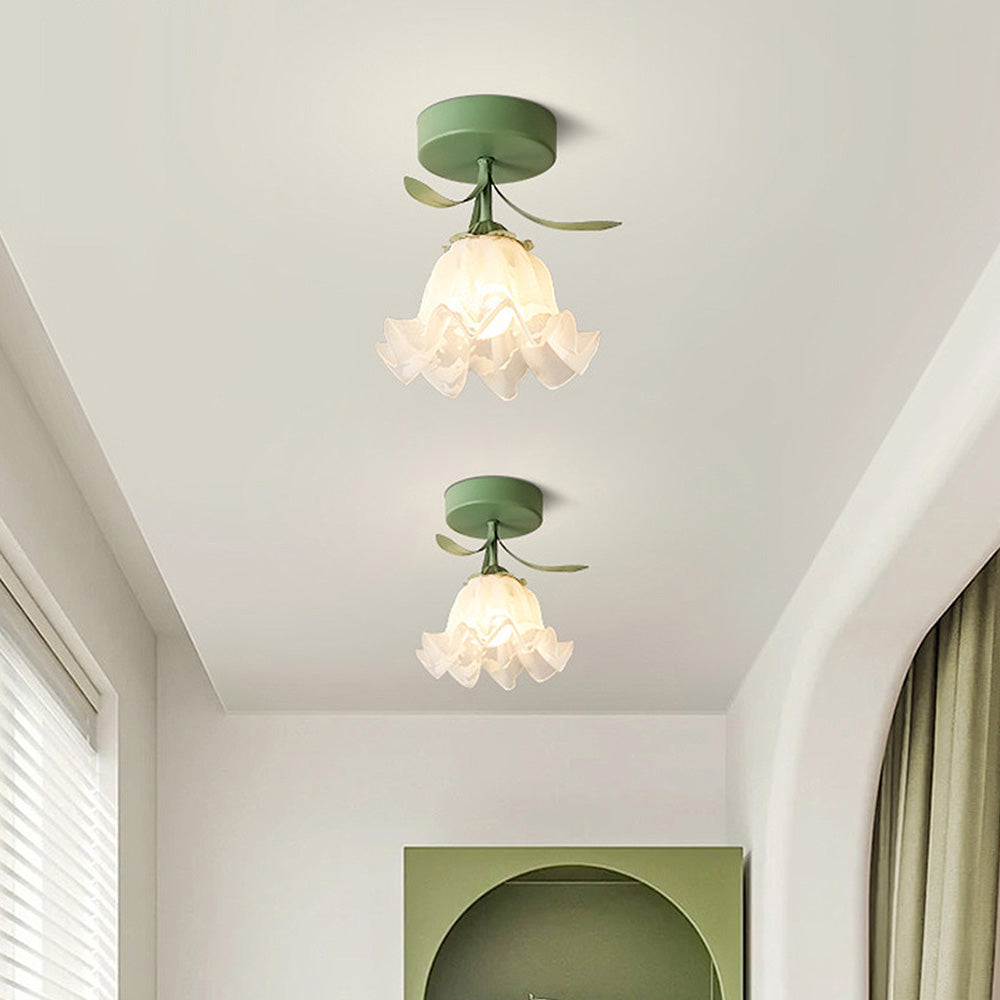 Maliben | Ceiling Light With Floral Glass Shade Design