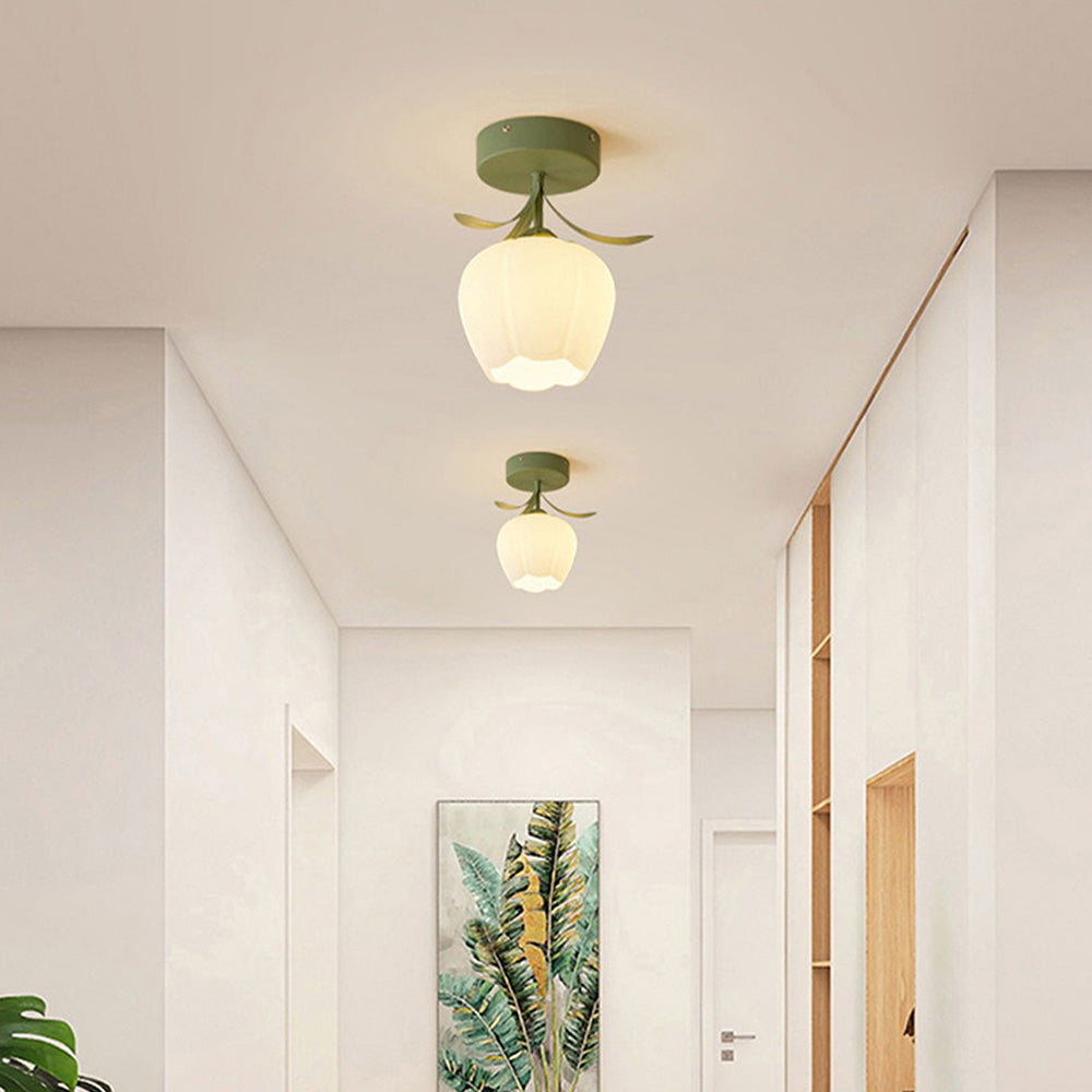 Maliben | Ceiling Light With Floral Glass Shade Design