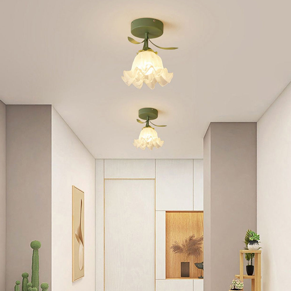 Maliben | Ceiling Light With Floral Glass Shade Design