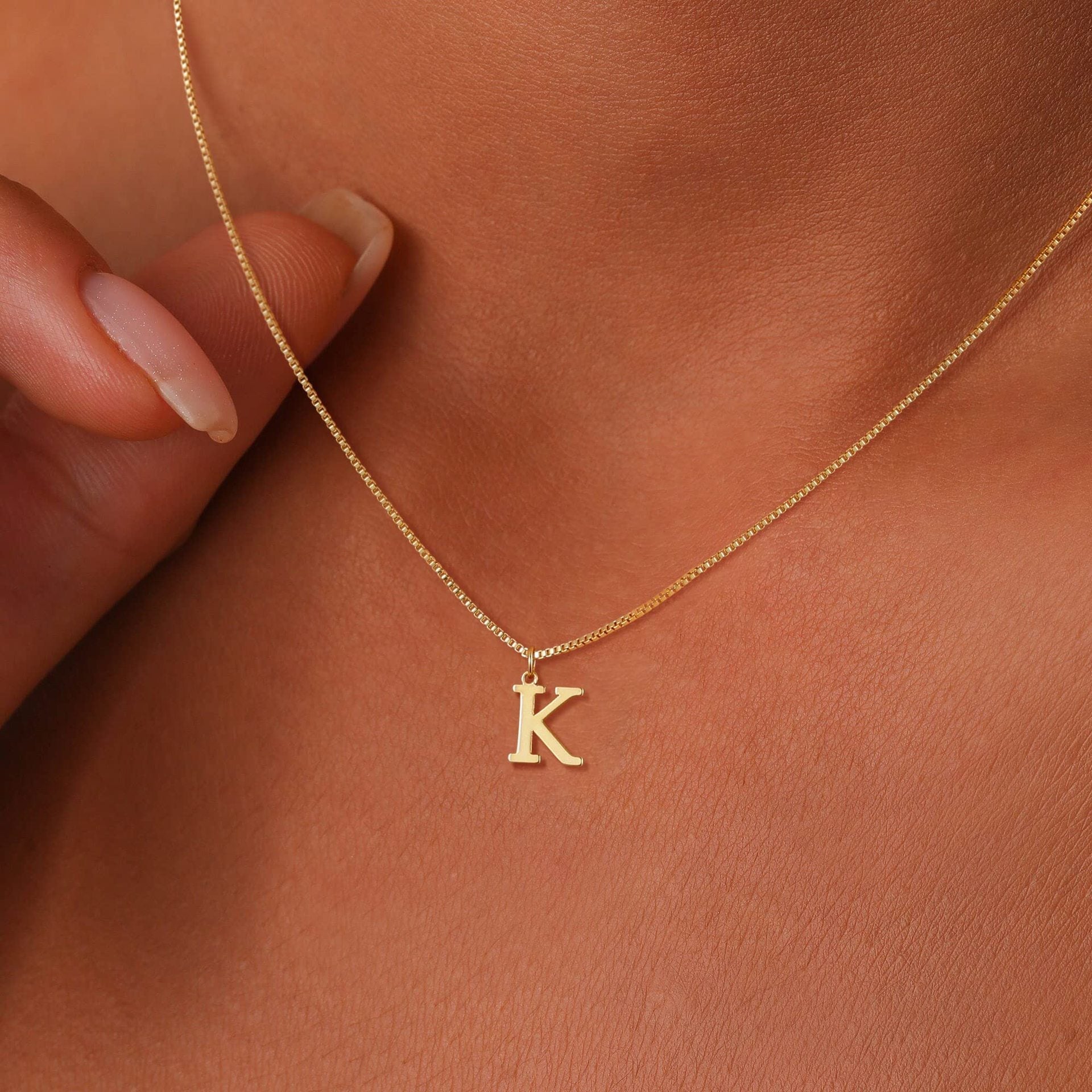 Maliben | 14k Minimal Serif Initial Necklace