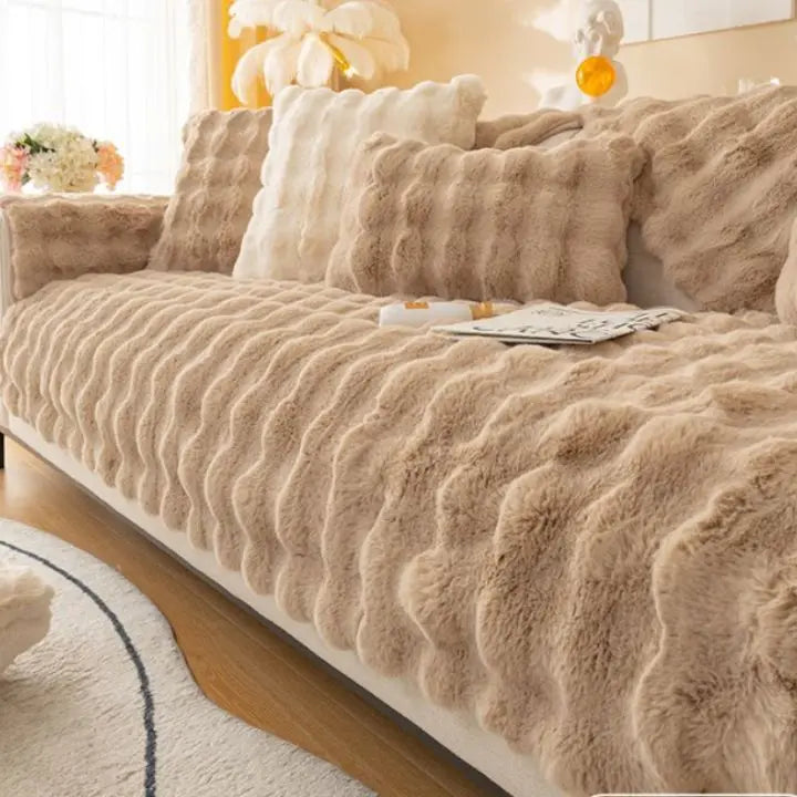Maliben | Thick Rabbit Plush Sofa Cover
