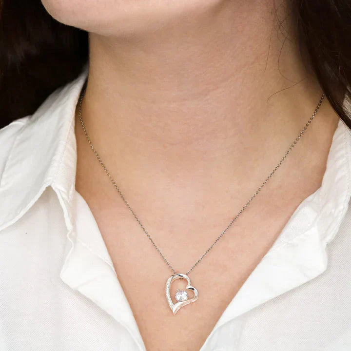 Maliben | Eternalbloom | Romantic Rose Box With 14k White Gold Heart Necklace And Love Note