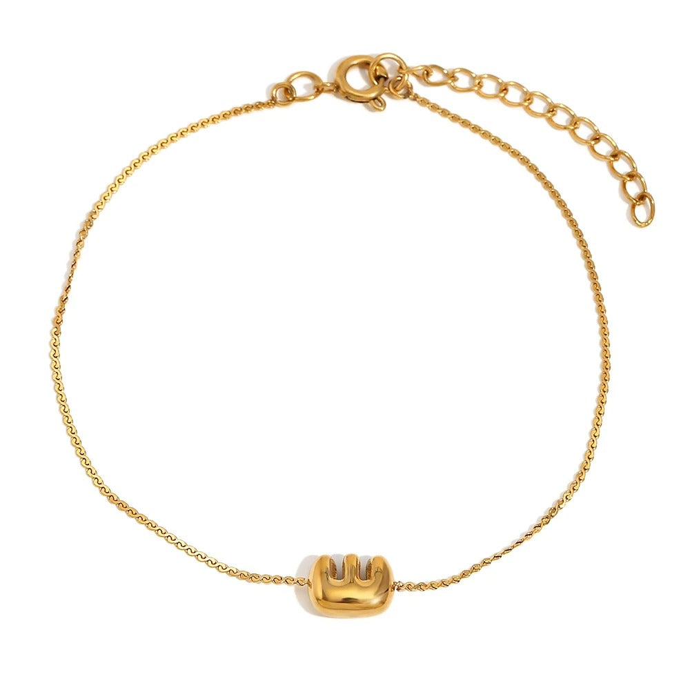 Maliben | Dainty Bubble Letter Initial Bracelet