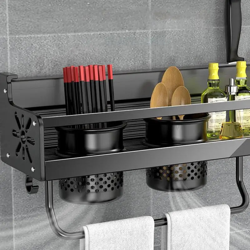 Maliben | Stainless Steel Kitchen Shelf for Wall Mounting with Hooks and Knife Holder – Ideal for a Tidy Kitchen