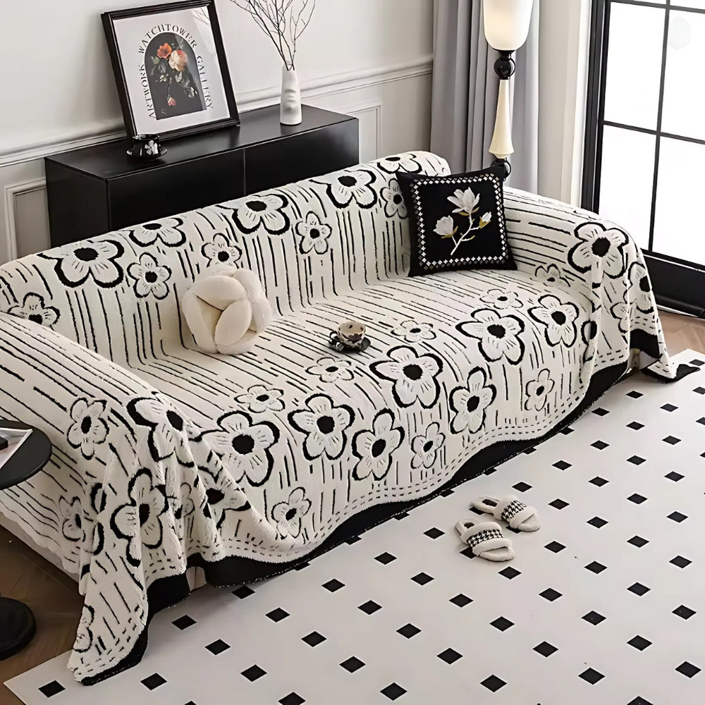 Maliben | Embroidered Flower Soft Sofa Cover