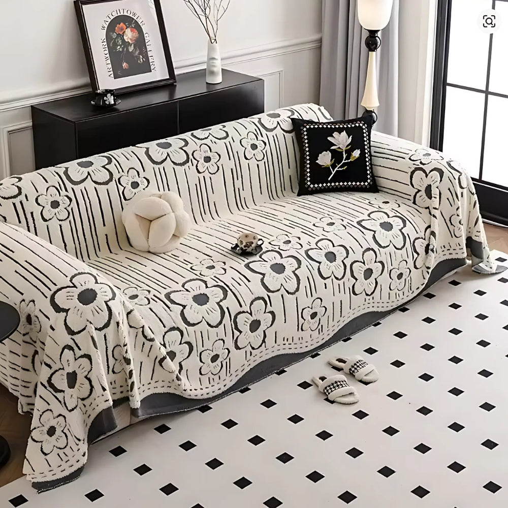 Maliben | Embroidered Flower Soft Sofa Cover
