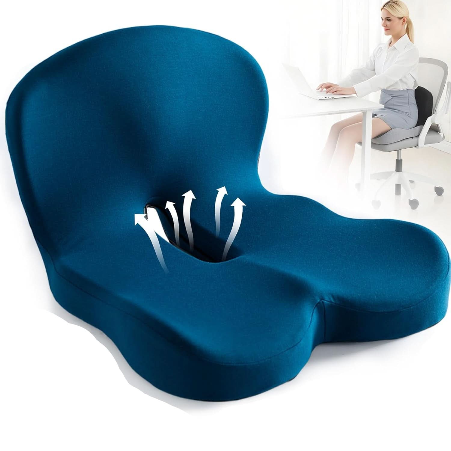 Maliben | ErgocomFort Seat Cushion – Ergonomic Memory Foam Cushion for Back Support And Comfort