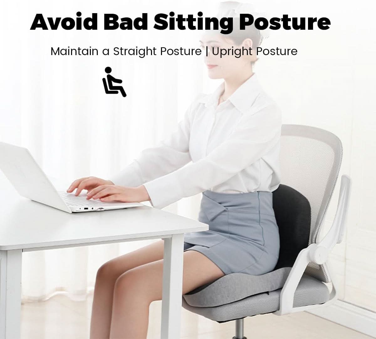 Maliben | ErgocomFort Seat Cushion – Ergonomic Memory Foam Cushion for Back Support And Comfort