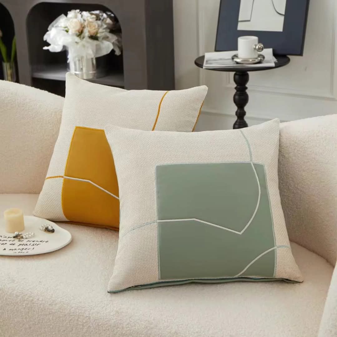 Maliben | Cushion With Geometric Embroidery