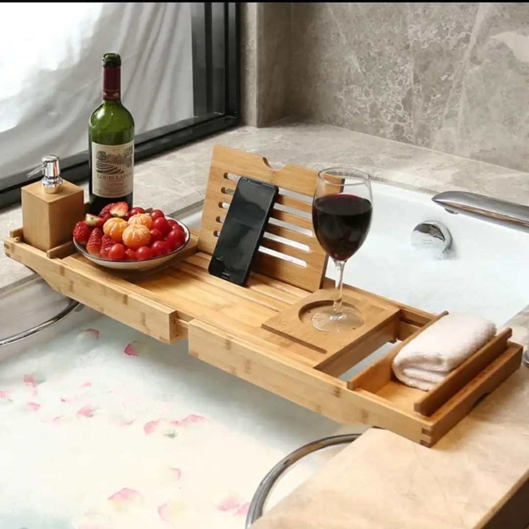 Maliben | Expandable Bamboo Bathtub/ Caddy Tray with Stands