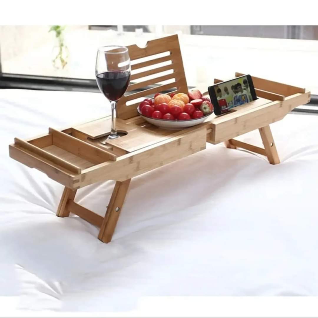 Maliben | Expandable Bamboo Bathtub/ Caddy Tray with Stands
