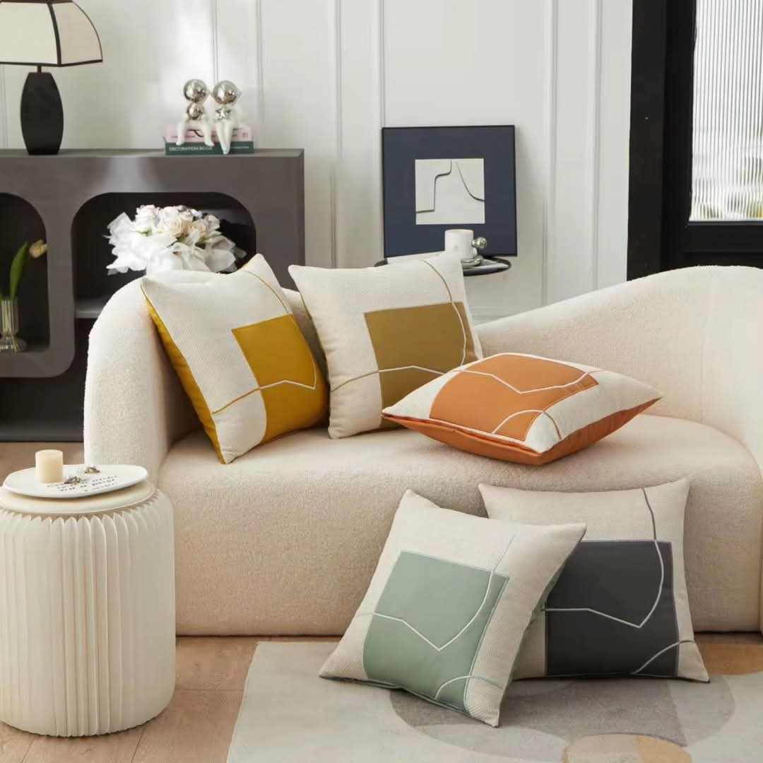 Maliben | Cushion With Geometric Embroidery