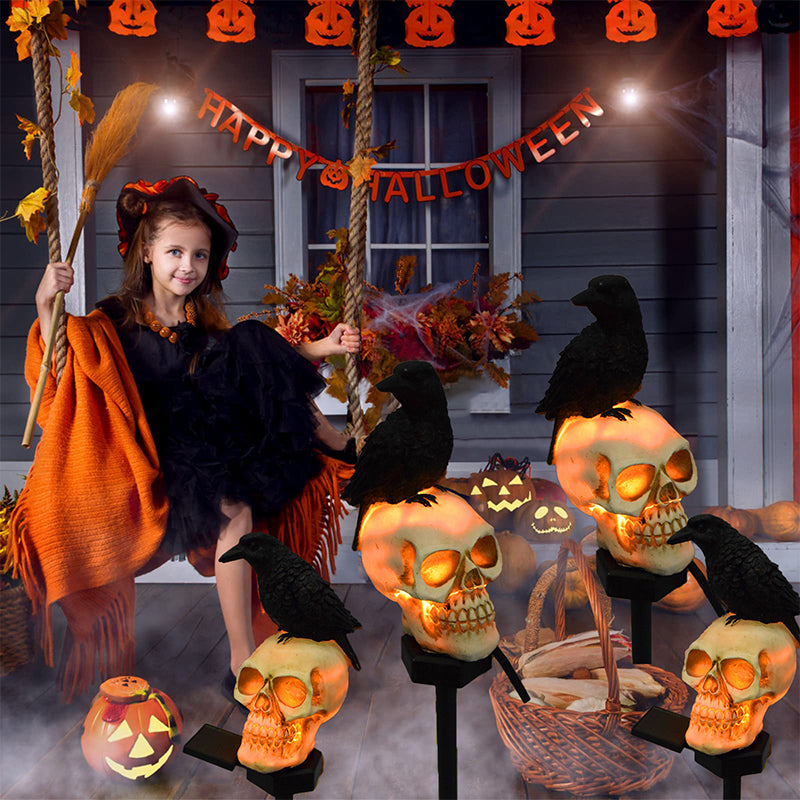 Maliben | Halloween Solar Skull Crow Decorative Lights