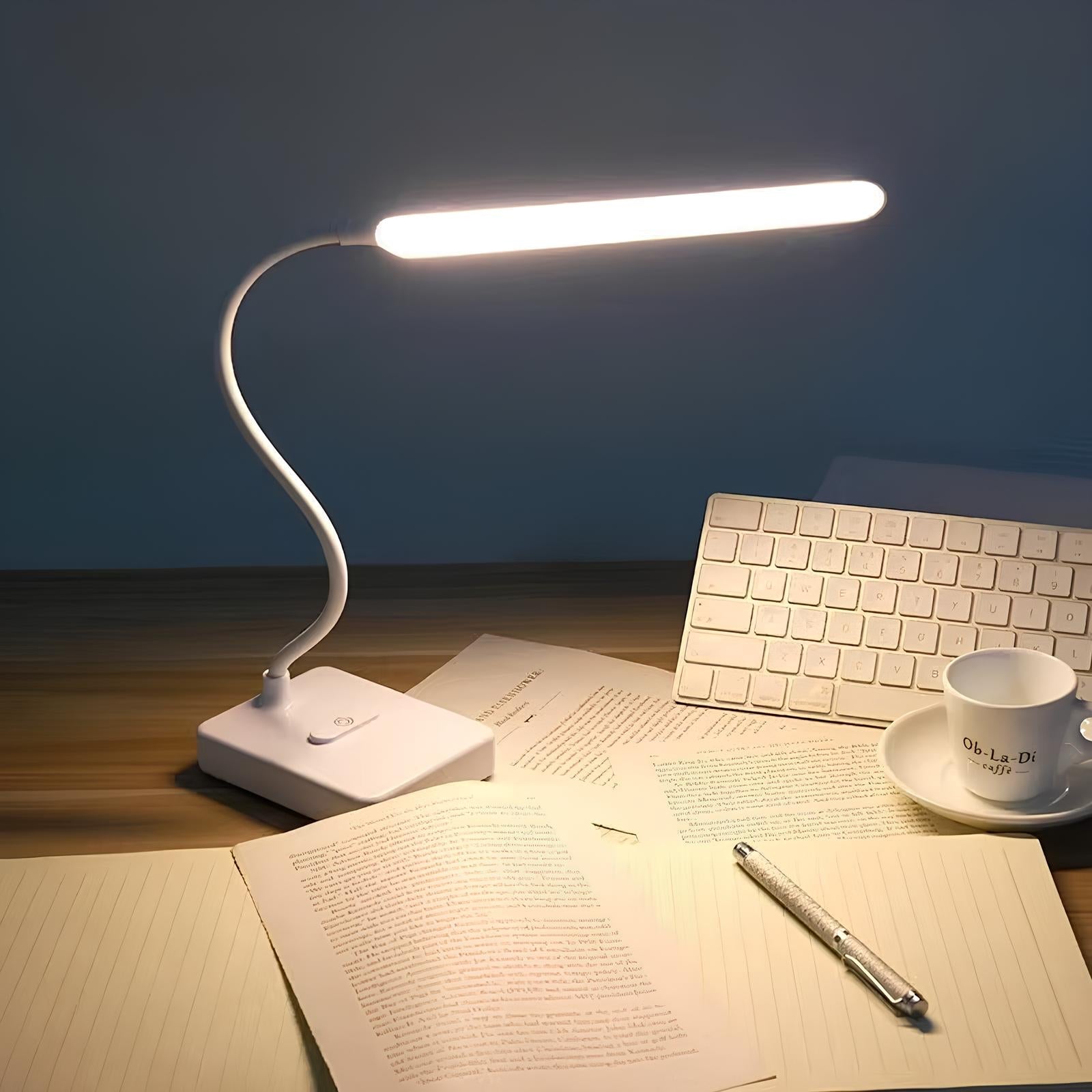 Maliben | Lumoflex Adjustable Desk Lamp – Rechargeable Or Plug-In With Flexible Neck & Dimmable Light
