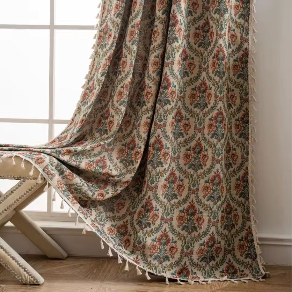 Maliben French Vintage Floral Tapestry Curtains — Microfiber Blend