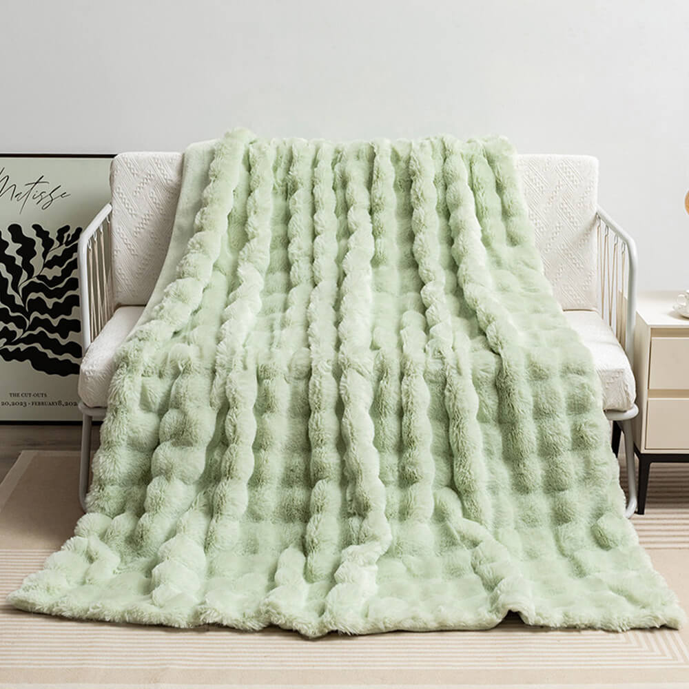 Maliben | Premium Bubble Double Layer Thick Faux Rabbit Fur Blanket