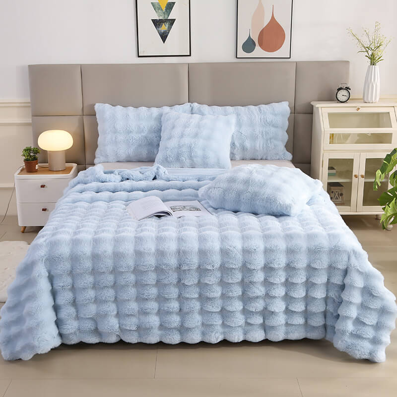 Maliben | Premium Bubble Double Layer Thick Faux Rabbit Fur Blanket