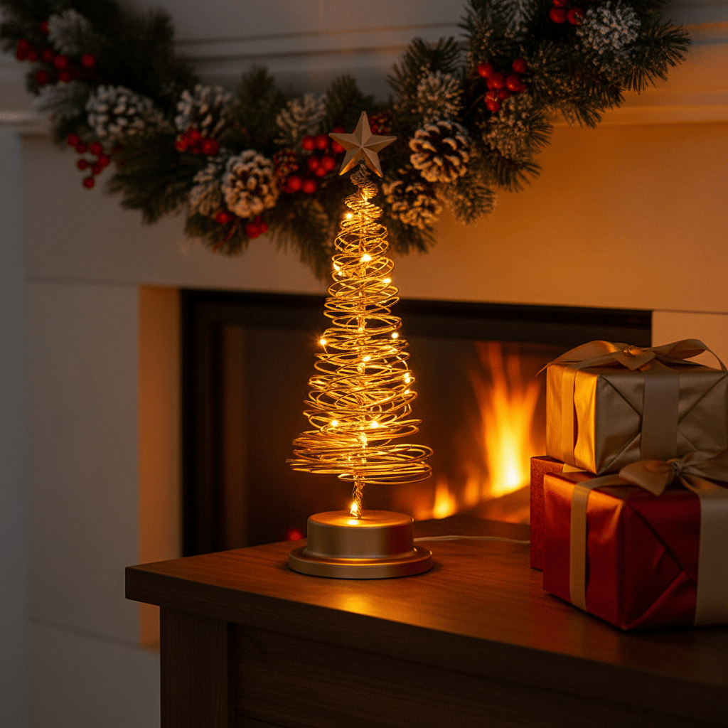 Maliben | Led Christmas Tree With Spiral Design And Star Accent (33 Cm)