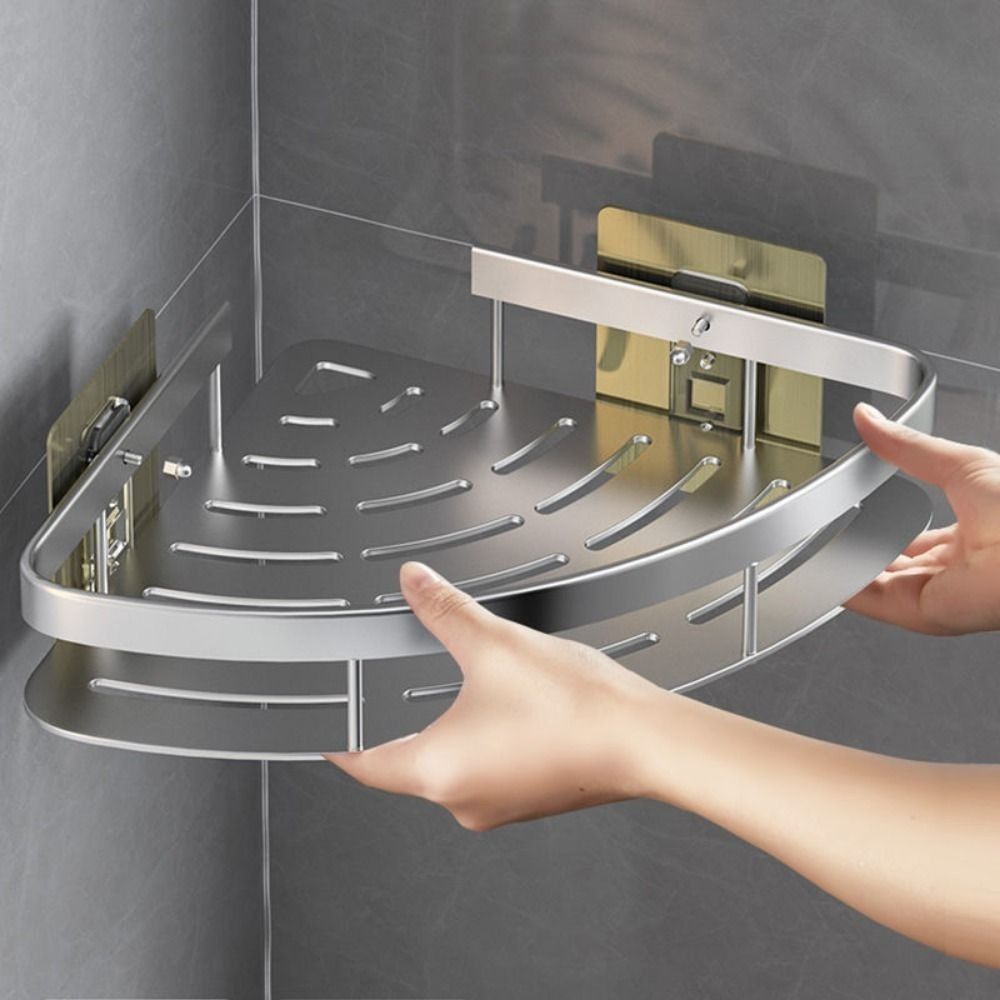 Maliben | Corner Holder Aluminum Wall Shelf – Space-Saving Bathroom Organizer بدون Drilling
