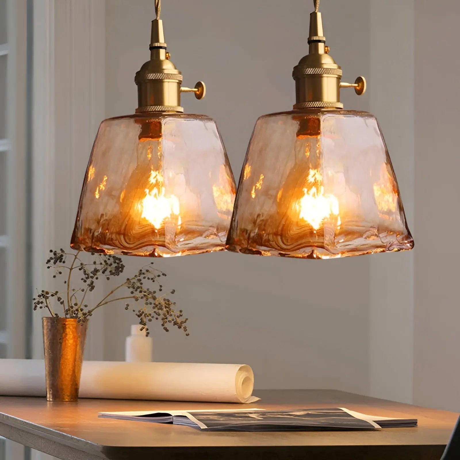 Maliben | Luxurious Crystal Ceiling Lamp - Amber Glasselegance