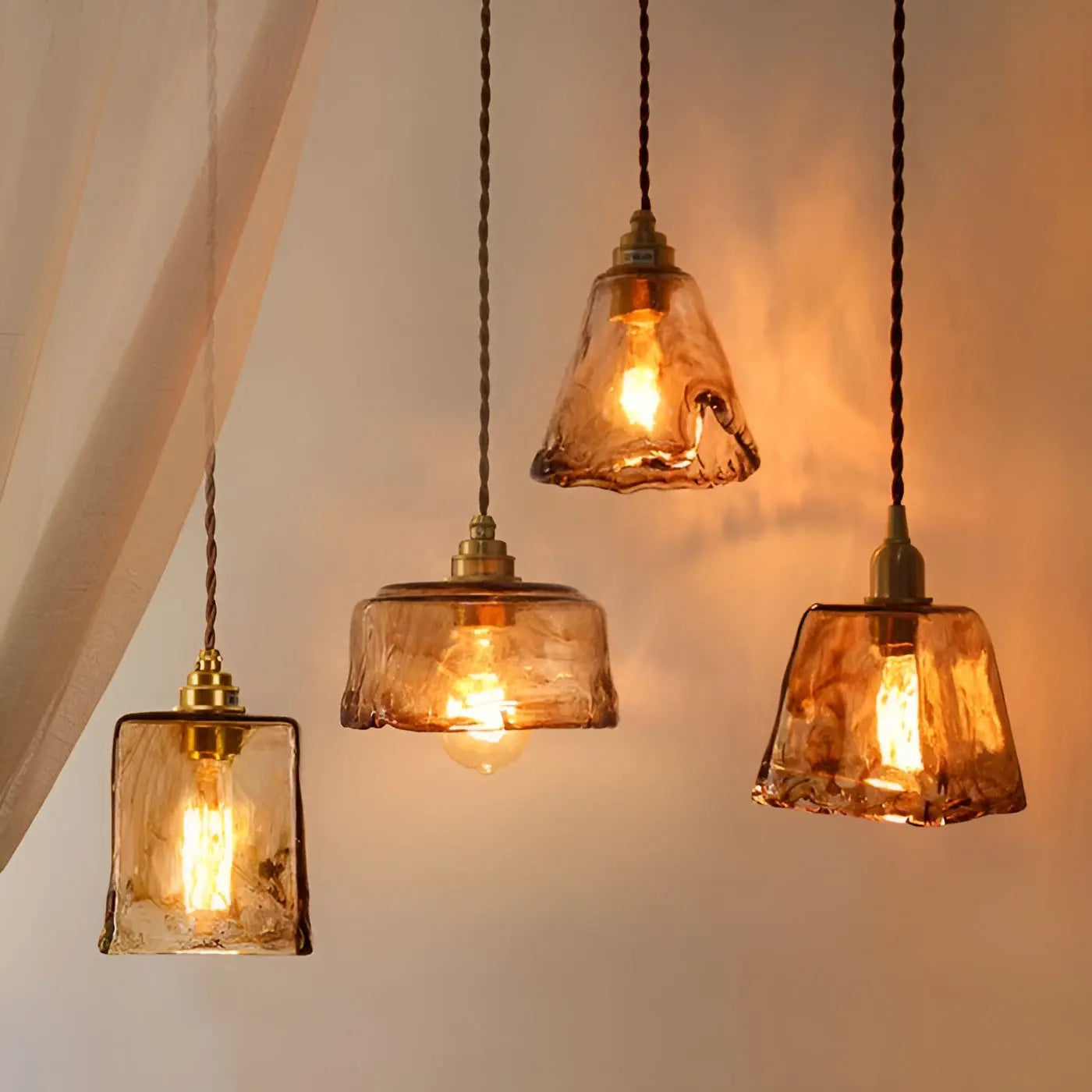 Maliben | Luxurious Crystal Ceiling Lamp - Amber Glasselegance