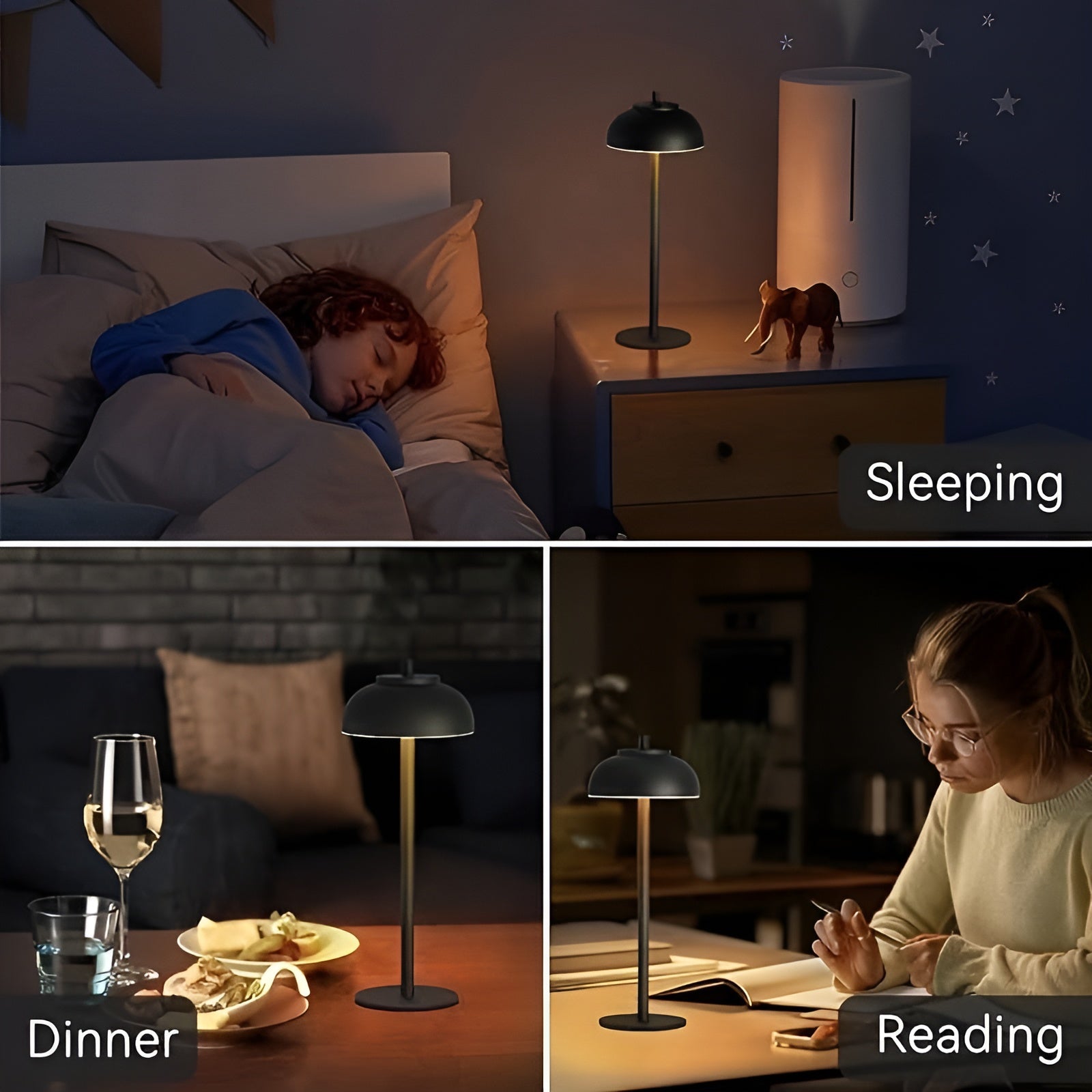 Maliben | Stylish Rechargeable Table Lamp With Dimmable Led - Three Light Modes And Usb