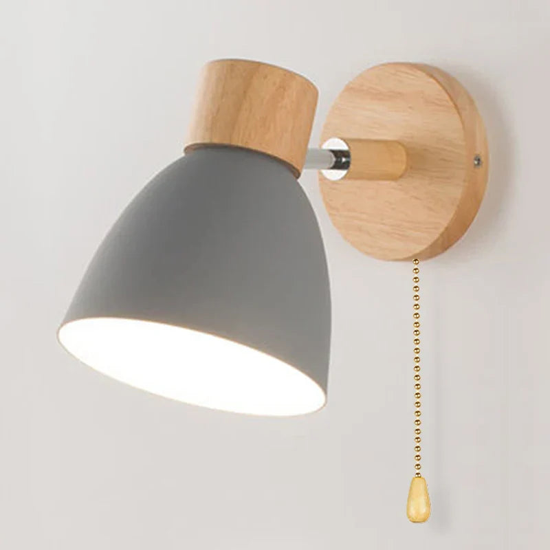 Maliben | Lumonord Macaron Wall Lamp | Wood & Metal | 90° Swiveling Lamp Head | Scandinavian Design | E27 Socket (Without Bulb)