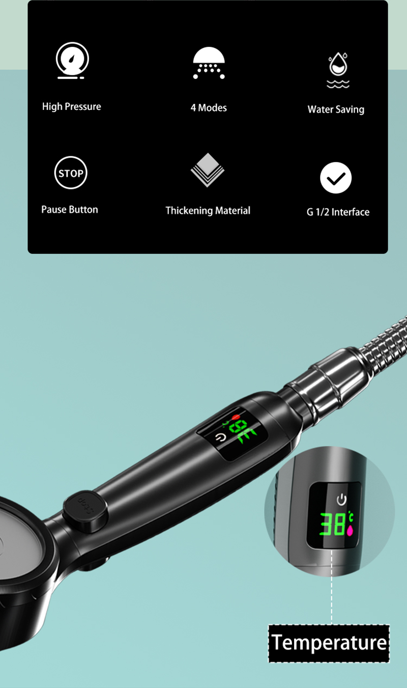 Maliben Shower head with temperature display on sale