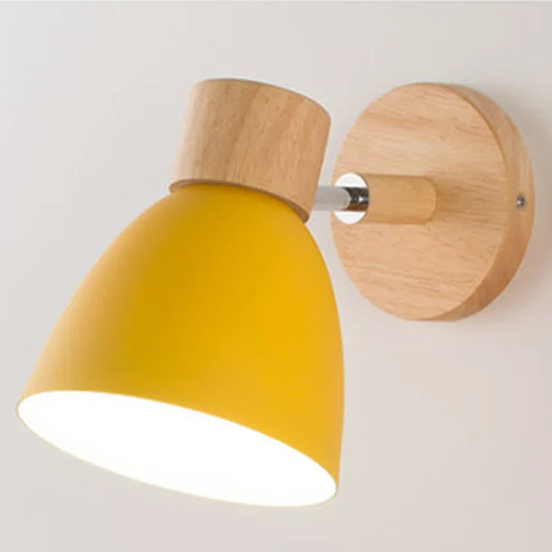 Maliben | Lumonord Macaron Wall Lamp | Wood & Metal | 90° Swiveling Lamp Head | Scandinavian Design | E27 Socket (Without Bulb)