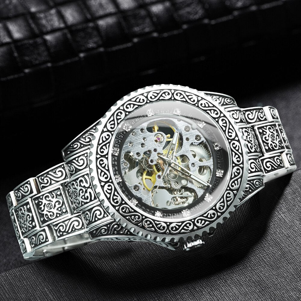 Maliben | Retro Lux Hand-Engraved Automatic Mechanic Watch