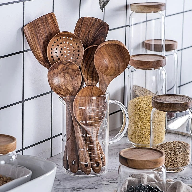 Maliben | NordTeak 7-Piece Kitchen Helper Set – Premium teak Wood Tools For Stylish And Versatile Cooking