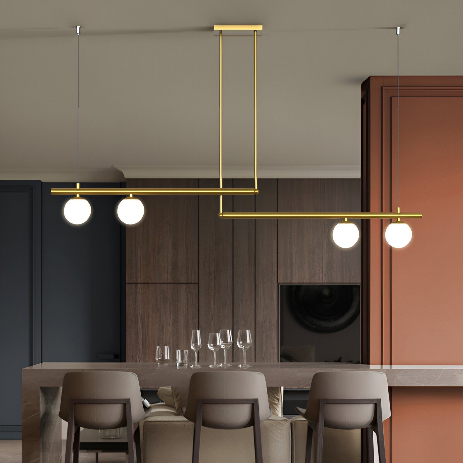 Maliben | Nordic Glass Linear Luxury Pendant Lamp