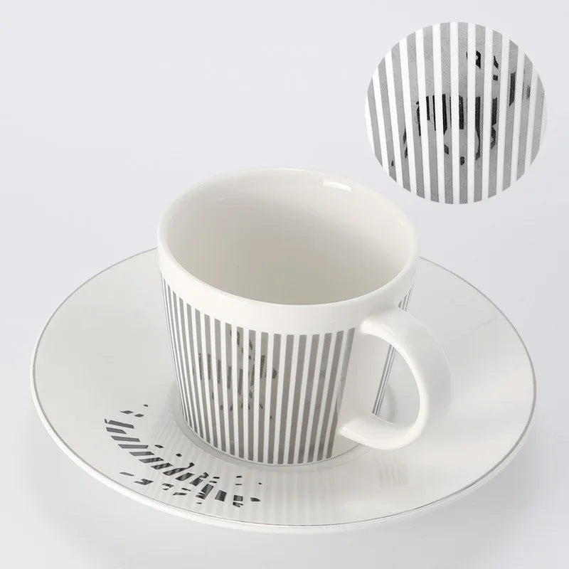 Maliben | Creative dynamic SLR cup Leopard anamorphic zebra cup Luycho coffee tea cup set with coaster 90ml-225ml