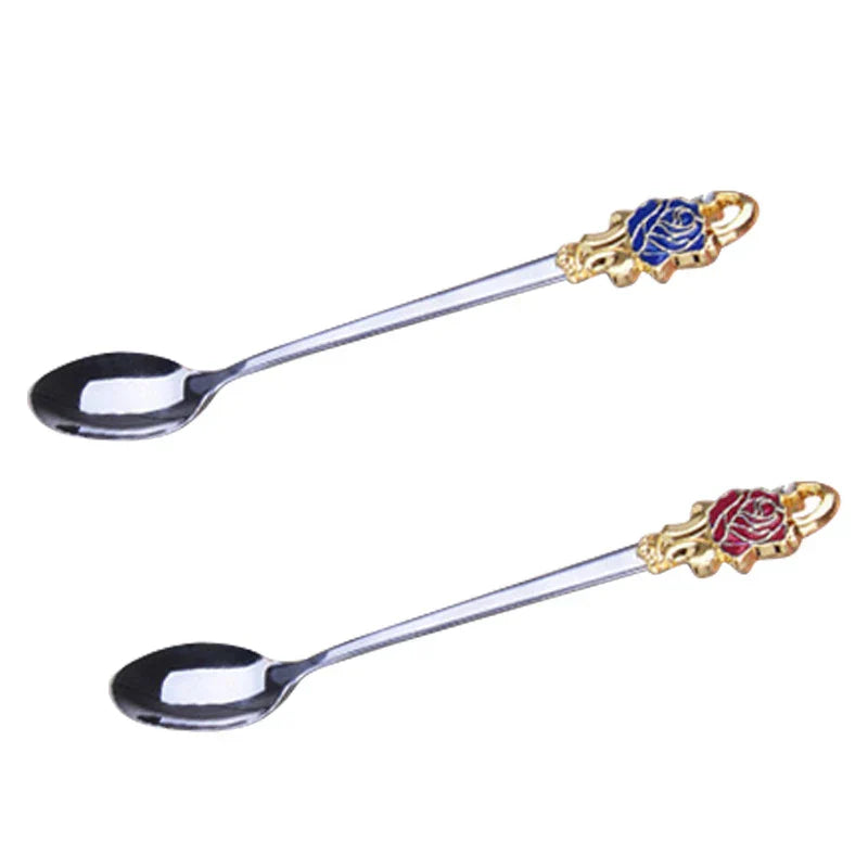 Maliben | Handcrafted Enamel Coffee Mugs Rose-Glass Tea Cup with Steel Spoon Luxury Unique Gifts for Wedding Valentine's Day Birthday Gifts