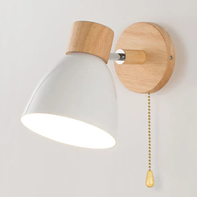 Maliben | Lumonord Macaron Wall Lamp | Wood & Metal | 90° Swiveling Lamp Head | Scandinavian Design | E27 Socket (Without Bulb)