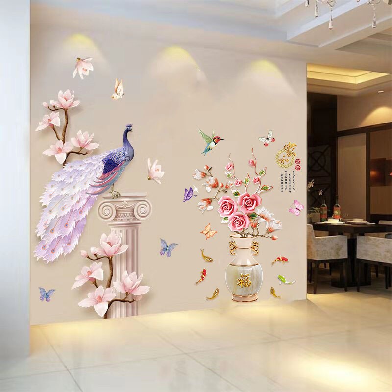 Maliben | 3d Peacock Flower Style Wall Sticker