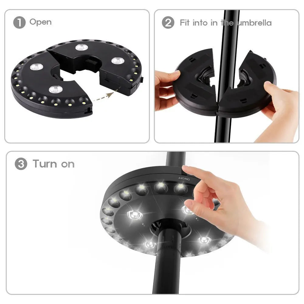 Maliben | Umbrella Light Lumiroof | 3 Brightness Levels | Wireless & Tool-Free | For Garden, Balcony & Camping