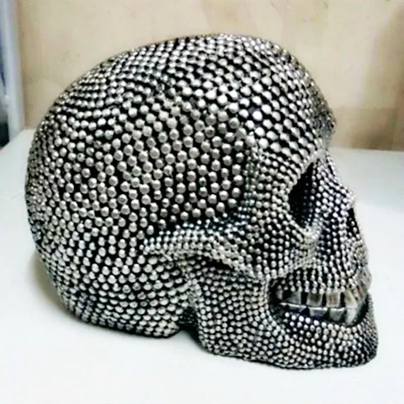 Maliben | Buf Large Silver/Gold Skull Statue Resin Craft Decorative Ornaments Halloween Decoration Sculpture Home Decor Figures
