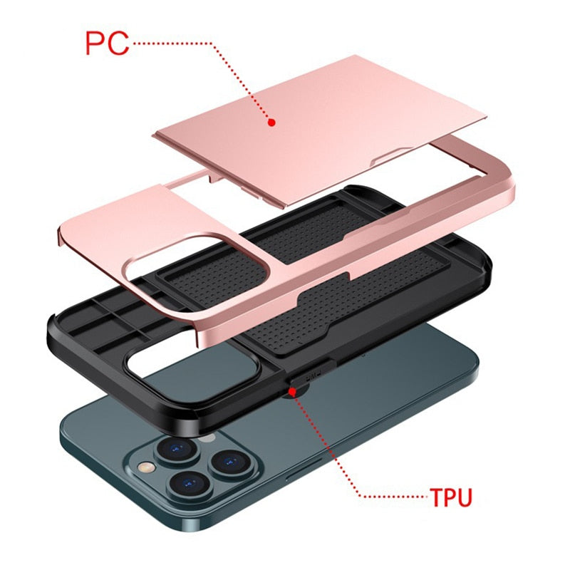 Maliben | Business Armor Slide Wallet Iphone Case