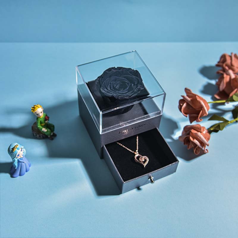 Maliben | Natural Eternal Rose Necklace Jewelry Box