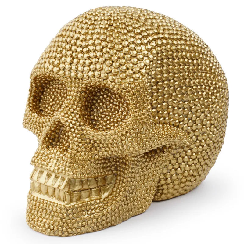 Maliben | Buf Large Silver/Gold Skull Statue Resin Craft Decorative Ornaments Halloween Decoration Sculpture Home Decor Figures