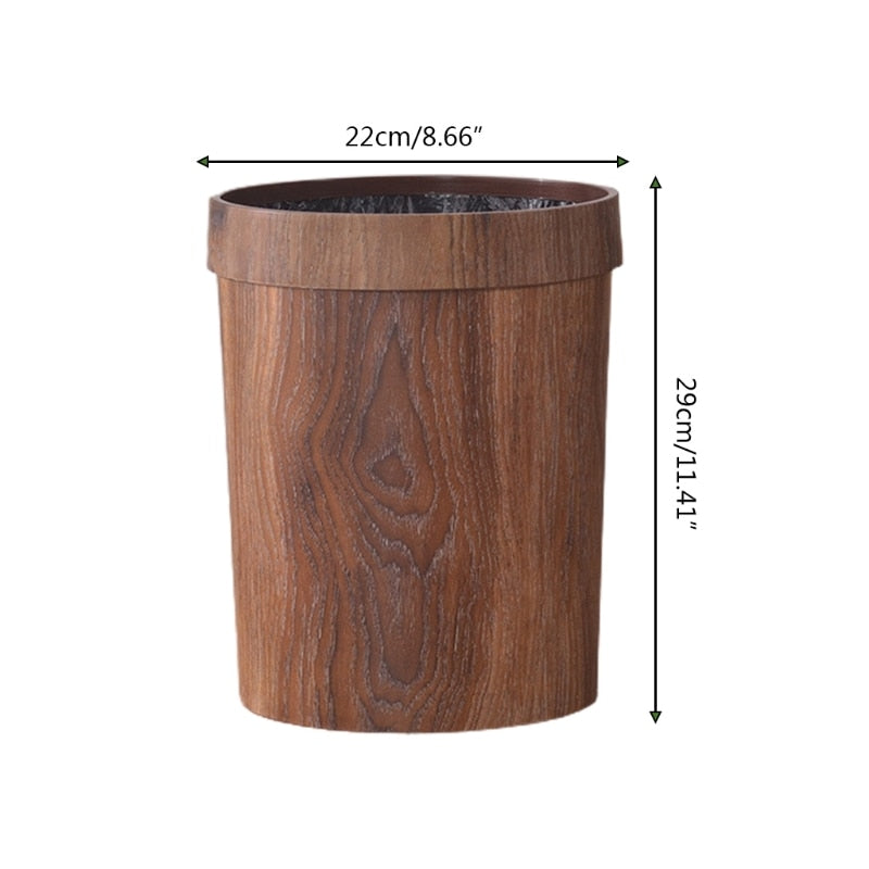Maliben | Elegant Retro Wooden Grain Trash Can