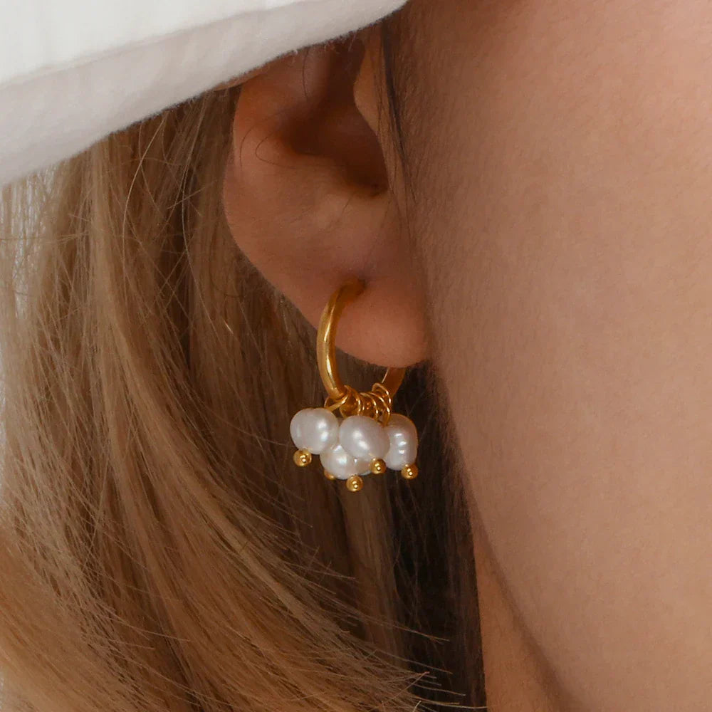 Maliben | 18k Dainty Pearl Droplet Dangle Earrings