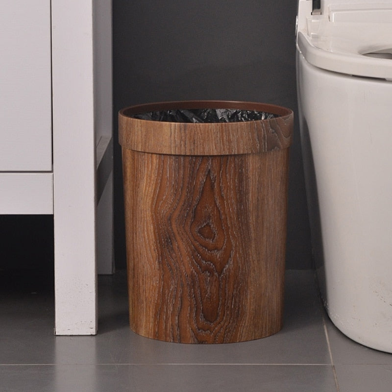 Maliben | Elegant Retro Wooden Grain Trash Can