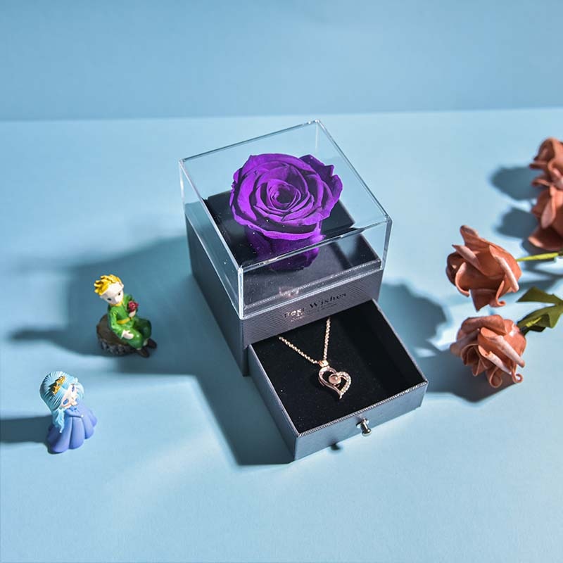 Maliben | Natural Eternal Rose Necklace Jewelry Box