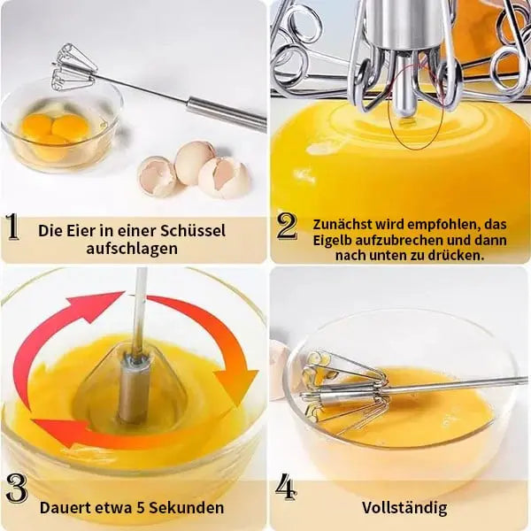 Maliben | Semi-Automatic Stainless Steel Whisk – Fast, Robust & Without Electricity