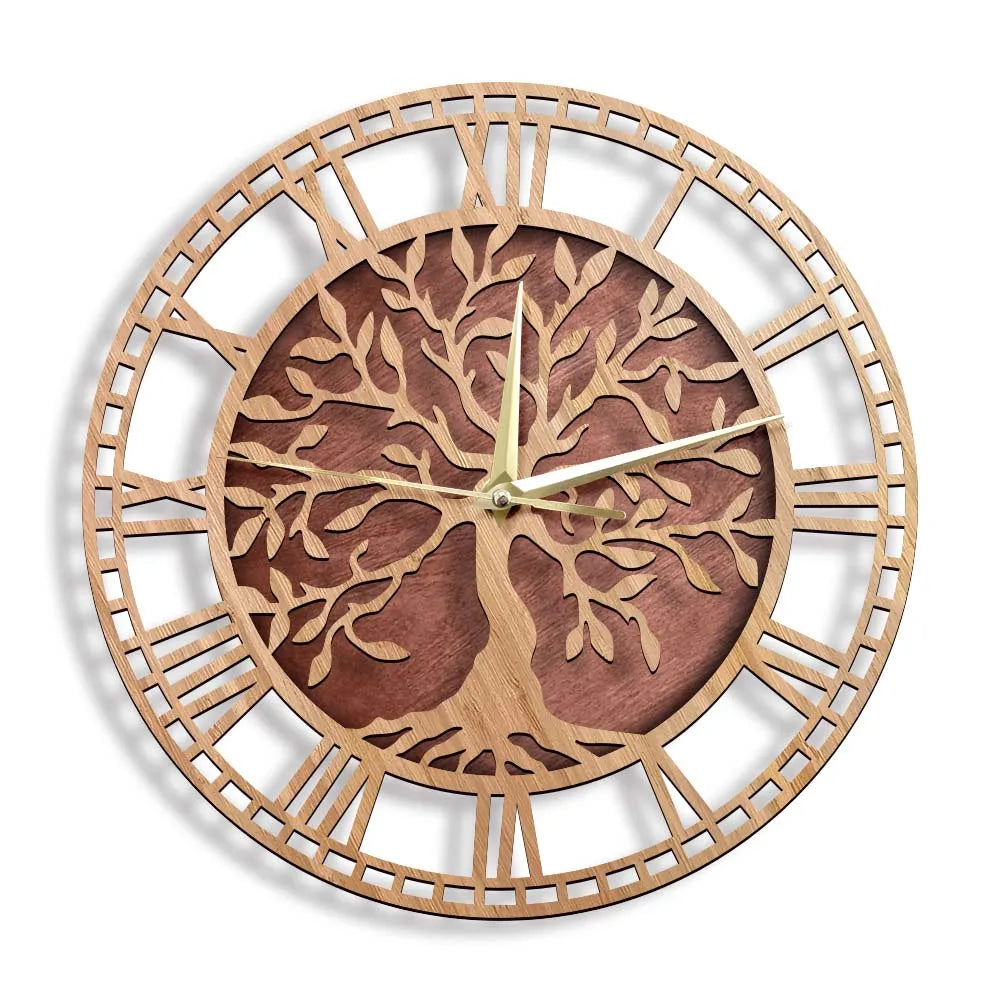 Maliben | WoodArt | Rustic wall clock made of wood in vintage style
